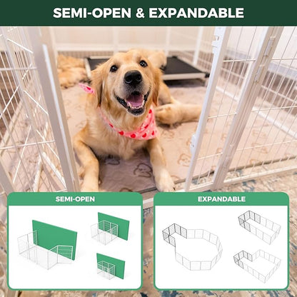 FXW Homeplus Dog Playpen for Indoor Use - Stress-Free and Safe Play, Heavy Duty 40 Inch 16 Panels Dog Pen for Medium and Large Dogs, White│Patented
