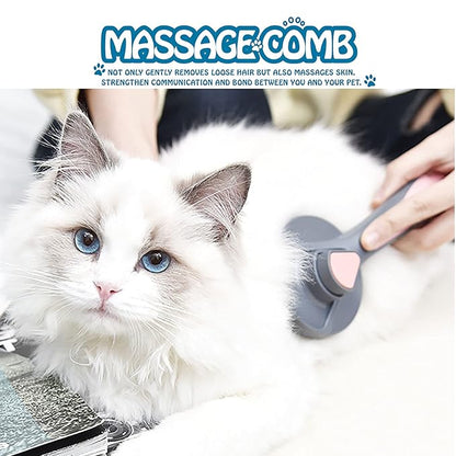 Self Cleaning Brush for Cats Dogs Grooming Brush Slicker Brush Remove Loose Hair Massage Comb Round Beads Bristles Particularly for Furry Pets (PINK) (GZ001)