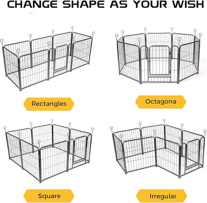 Lekesky Pet Playpen Indoor, Metal Dog Playpen with Bottom Mat and Storage Bag, 24 Inch 8 Panels Dog Play Pen for Puppys and Small Dogs, Black Silver