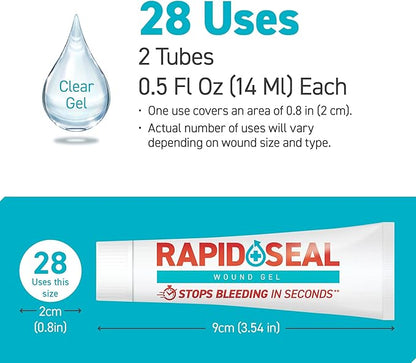Wound Gel (2 Tubes) | Stops Bleeding in Seconds | FSA HSA Eligible | Ideal for Cuts, Scrapes and Razor Nicks for Emergency First Aid Supplies