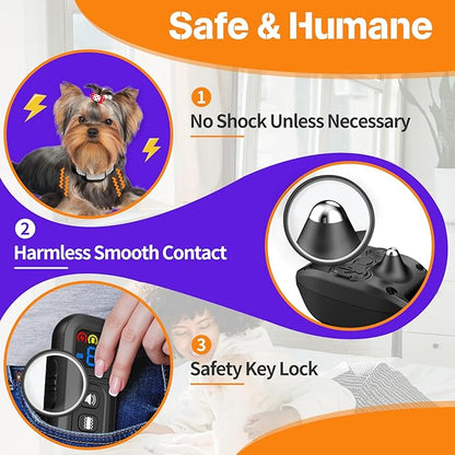 Smallest & Lightest Training Collar for Small Dogs 5-15lbs, with Shock, Vibration, Sound 3 Modes, Rechargeable, 23 Adjustable Levels (Beige)