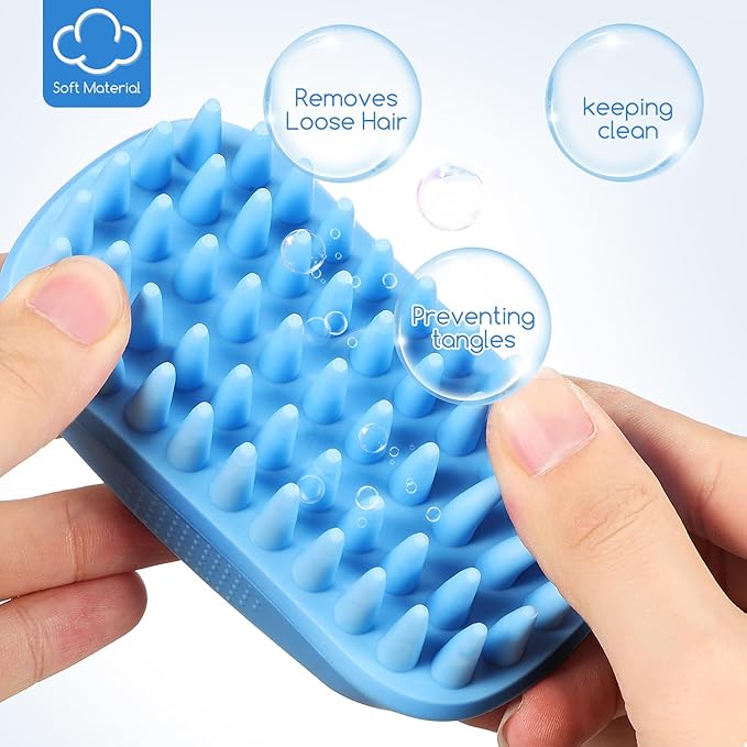 Silicone Dog Bath Brush Soft Tpe Dog Shampoo Scrubber for Bathing Grooming Gentle for Dogs Cats Non-slip Grip Removes Loose Hair Versatile for Massaging Washing