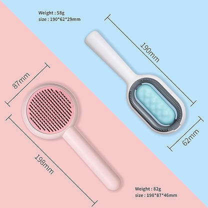 Kiniza 2 Pcs Pet Brush, Dog Cat Hair Cleaner Massage Brushes Grooming Removal with Water Tank Wet Comb Pink White