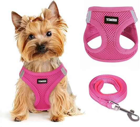Dog Harness for Small Dogs, Small Dog Harness and Leash Set, Honeycomb Grid, Reflective Lightweight Harness & Anti-Twist Pet Lead,Dog Harness(Multi Color, Size: XS-S-M) (XS, Rose red)