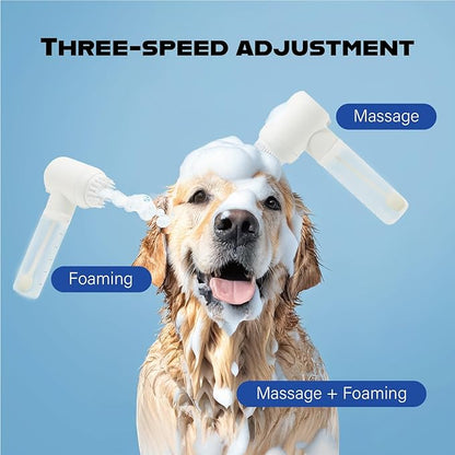 Automatic Foam Soap Dog Bath Brush, Foam Dispenser, Pet Spa Instrument with Soft Silicone Brush, Three Mode Adjustment Deep Cleaning Dog Bath Brush, Suitable for Short-haired and Long-haired Pets