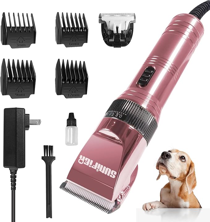 Professional Dog Grooming Clippers for Thick Coat - Dog Hair Trimmer for Grooming- Sheep Shears for Thick Hair – Pet Grooming Clippers for Dogs, Cats, Sheeps, Horse (Rose Gold)