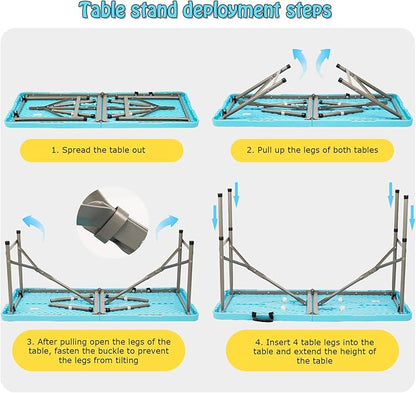 PKNYBZN 47'' Dog Grooming Table, Heavy Duty Pet Grooming Table for Dogs at Home Foldable Grooming Table/Adjustable Arm & Noose, Stainless Steel Professional Dog Show Blue