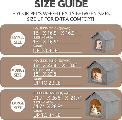 Indoor Dog House with Washable Plush Cushion - Medium Size, Suitable for Dogs & Cats Under 22 Pounds