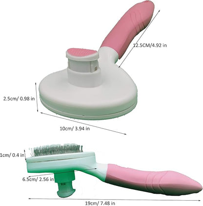KIRTI Self Cleaning Slicker Brush for Dogs and Cats, Pet Grooming Hair Brush with Pin, Removes Shedding Tangled Hair and Massage Pink