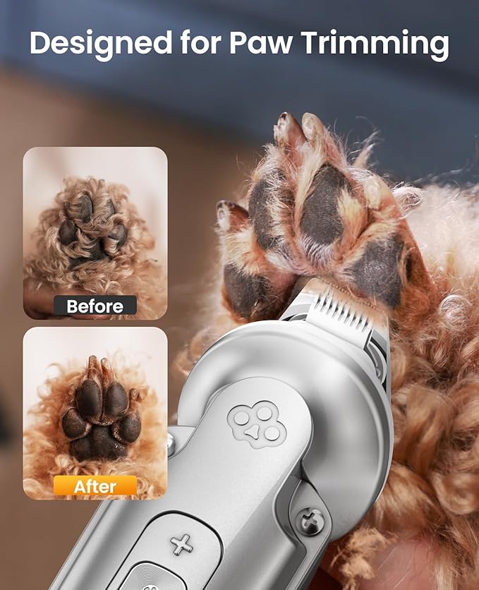 oneisall Dog Clippers and Paw Trimmer with Low Noise, 4 - in - 1 Cordless Dog Grooming Kit with 3 - Level Speed Clippers (7000 RPM) for Grooming Thick Hair, Waterproof Shaver for Dogs and Cats