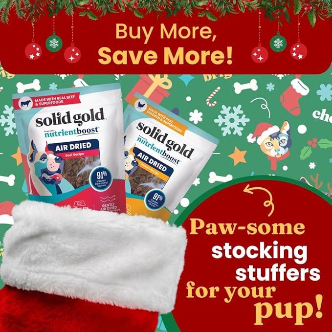 Solid Gold Air Dried Dog Food Toppers for Picky Eaters - Healthy Dog Treats Made with Real Chicken to Serve as Meal Topper or Dog Treat - Supports Muscle Growth, Immunity, and Healthy Digestion - 4 oz
