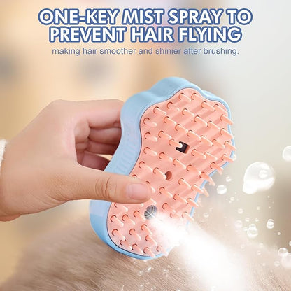 Pet Grooming Steam Brush Kit 7pcs, Cat Brush With Spray and Comb for Shedding - Nail Clippers File Set for Dogs Long Matted Haired Pets and Nail Repair