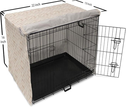 Lunarable Cream Dog Crate Cover, Geometrical Design Soft Colored Diamond Line Harlequin Background Pattern Classic Image, Easy to Use Pet Kennel Cover for Small Dogs Puppies Kittens, 22 Inch, Tan