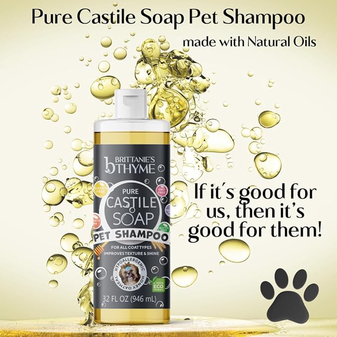 Brittanie's Natural Itchy Skin Relief Shampoo + Conditioner for Dogs & Cats | Honey & Oatmeal Oils | for Allergies and Itching | Deodorizes, Moisturizes & PH Balanced (32oz 2 Pack)
