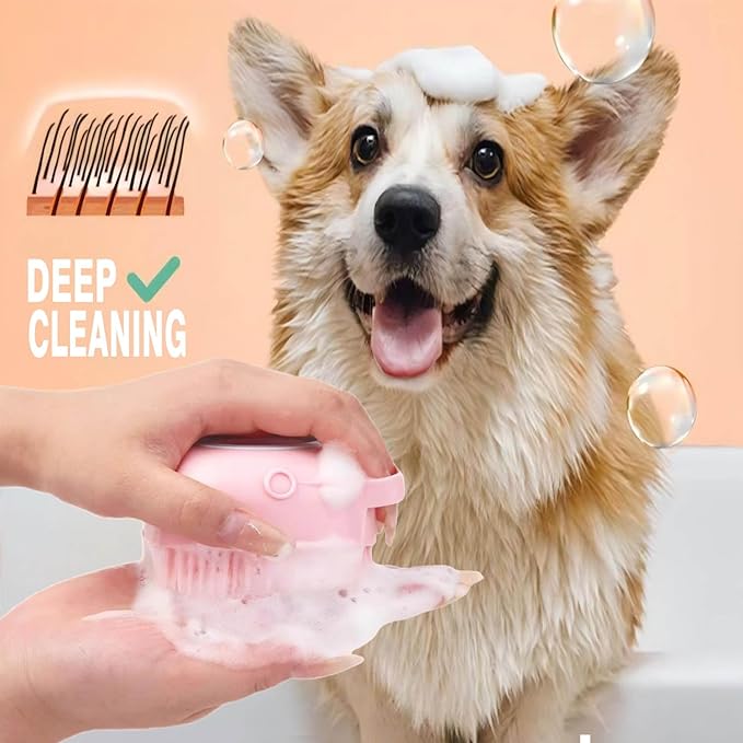 Pets Bath Brush | Scrubber for Bath | Dog Shampoo Brush | Dog Washing/Shower Brush, Suitable for Short/Long Haired Dogs, (Pink)