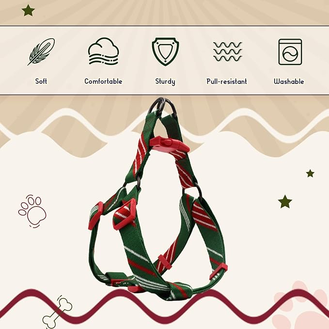 Dog Harness for Medium Dogs Step-in Adjustable Dog Harness, Red Mix Green,M