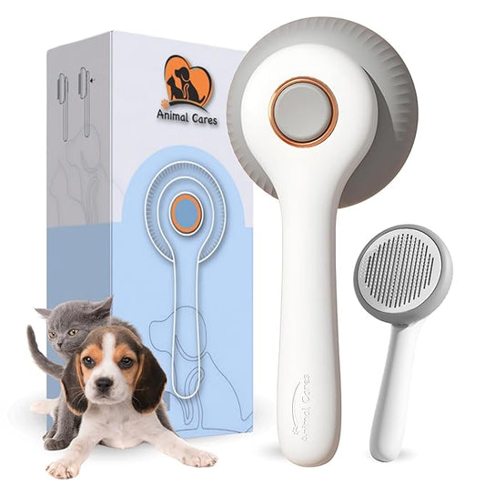 Self Cleaning Shedding Brush – Skin Friendly for Dogs Cats & Puppies, Grooming & Deshedding Tool Removes Loose Hair & Undercoat, Ideal for Short Medium & Long Haired Pets