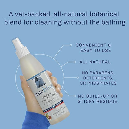 TrueBlue Grapefruit & Chamomile Fresh-in-a-Flash Cleansing Dog Spray – Refreshes, Conditions Coats for Dogs, Puppies, Cats – Moisturizing, Toxin Free, Natural Botanical Blend – 8.7 Fl. Oz.