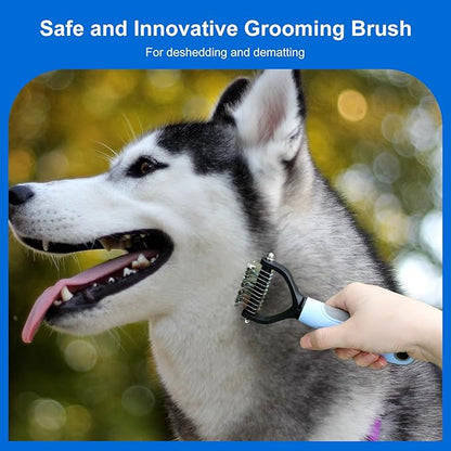 Comprehensive Pet Grooming Kit - Slicker Brush, Deshedding Tools, Nail Clippers, Polisher, Gloves and Bag for Dogs and Cats