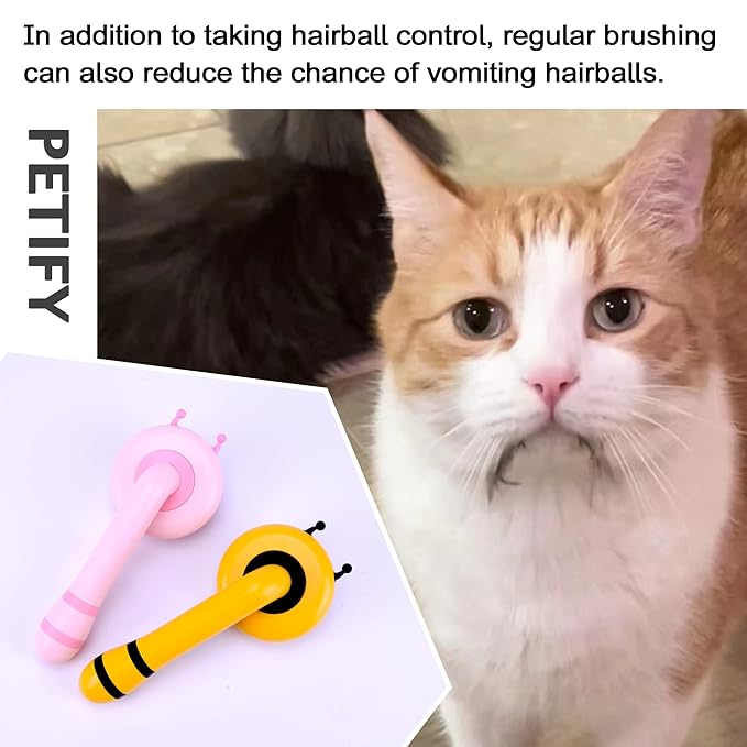 Cat Self Cleaning Slicker Brush, Cat Grooming Brush, Short and Long Haired remover for Dogs and Cats, Slicker Brush Removes Loose Undercoat & Tangled Hair (Bee yellow)