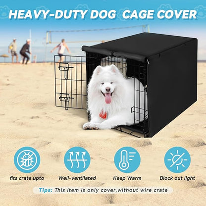 X-ZONE PET 30" Dog Crate Cover for Indoor/Outdoor - Heavy Duty Polyester Pet Kennel Cover Fits for Wire Dog Cage Black