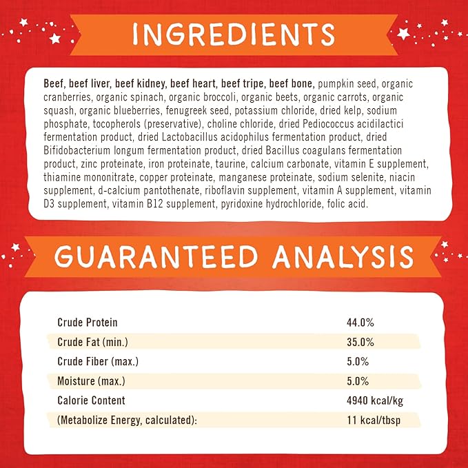 Stella & Chewy's Freeze-Dried Raw Marie's Magical Dinner Dust – Protein Rich, Grain Free Dog & Puppy Food Topper – Grass-Fed Beef Recipe – 7 oz Bag