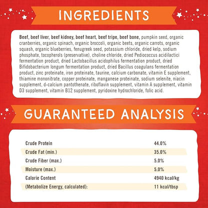 Stella & Chewy's Freeze-Dried Raw Marie's Magical Dinner Dust – Protein Rich, Grain Free Dog & Puppy Food Topper – Grass-Fed Beef Recipe – 7 oz Bag
