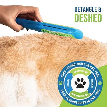 Pet Grooming Brush/Grooming Rakes for Dogs & Cats, Dematting Comb, Topcoat & Undercoat Rake, Deshedding Tool (Blue)