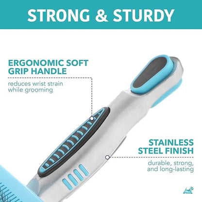 Ergonomic Pivoting Slicker Brush for Medium Dogs - Self Cleaning and Shedding Control for Loose Hair and Mats