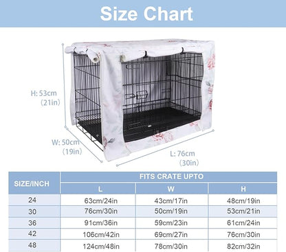 Pethiy Dog Crate Cover Durable Polyester Pet Kennel Cover Universal Fit for Wire Dog Crate - Fits Most 36 inch Dog Crates - Cover only -Flower-36