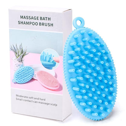 ROPO Dog Shampoo Brush, Dog Bath Brush & Dogs Shower, Dog Hand Brush for Grooming, Dog Scrubber for Bath, Dog Wash Brush (Blue)