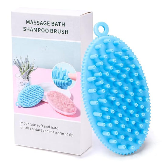 ROPO Dog Shampoo Brush, Dog Bath Brush & Dogs Shower, Dog Hand Brush for Grooming, Dog Scrubber for Bath, Dog Wash Brush (Blue)