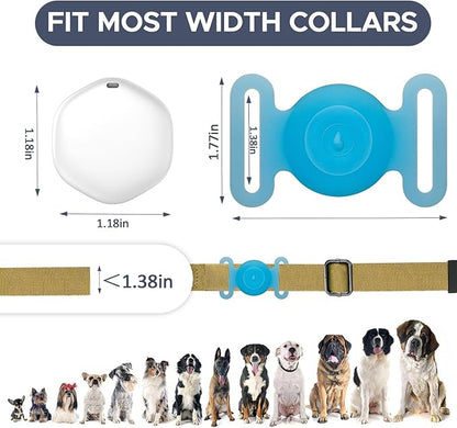 GPS Tracker for Dogs, Mini GPS Pet Tracker with Silicone Cover, IPX8 Waterproof GPS Tracker for Kids,No Monthly Fee,Work with Apple Find My(iOS Only),Dog Tracker Finder Tracker Pets(Blue-L)
