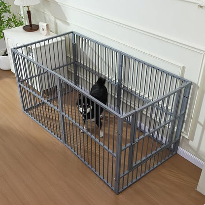 Dog Playpen - 32" Height Dog Pen, Heavy Duty Puppy Pen with Door, Safe & Sturdy, Easy Assemble for Indoor/Outdoor Pet Playpen (6 Panels with Door, Charcoal Gray)