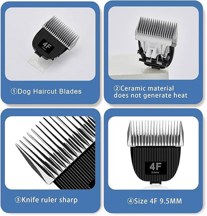 Replacement Blade for nebot P1 Pro Pet Grooming Kit & Vacuum,Size-4F Cut Length 3/8"(9.5mm),Made of Ceramic Blade & Stainless Steel Blade,2 Pack