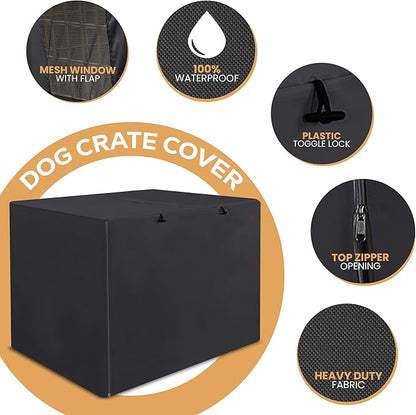 Utopia Home Dog Crate Cover, Waterproof Dog Kennel Cover 24 Inch - Black, 600D Heavy Duty Dog Cage Cover Universal Fit for Most Wire Pet Crates - 24 x 18 x 20 Inch (Cover Only)