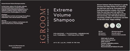 iGroom Extreme Volume Dog Shampoo, Luxury Pet Beauty Care, Adds Body and Volume, Repairs Damage, Made in USA, 16 oz