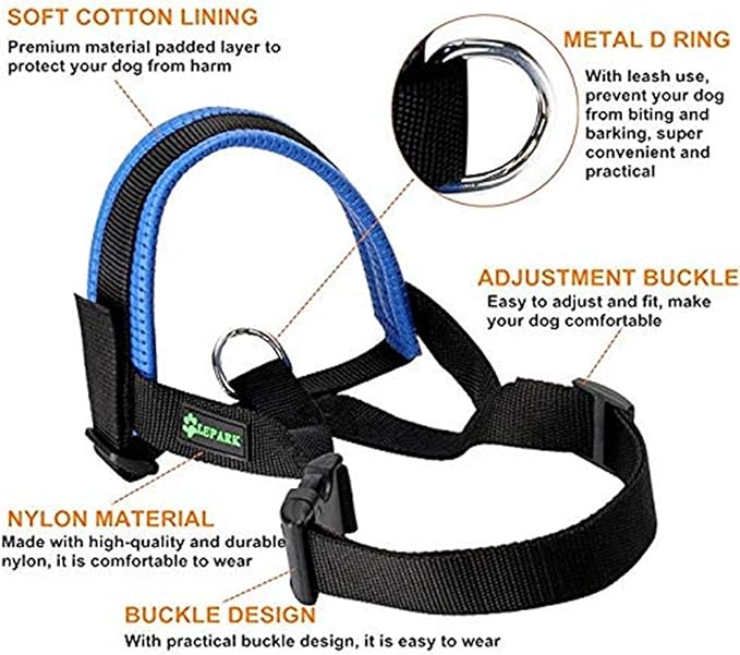 Nylon Dog Muzzle for Small,Medium,Large Dogs Prevent from Biting,Barking and Chewing,Adjustable Loop(S/Blue)