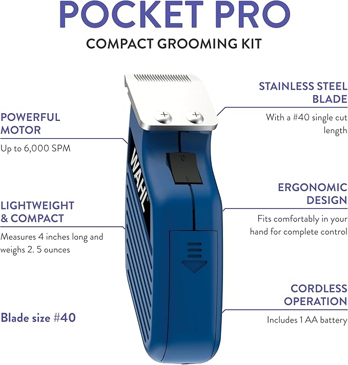 Wahl Professional Animal Pocket Pro Equine Compact Horse Trimmer and Grooming Kit - Blue