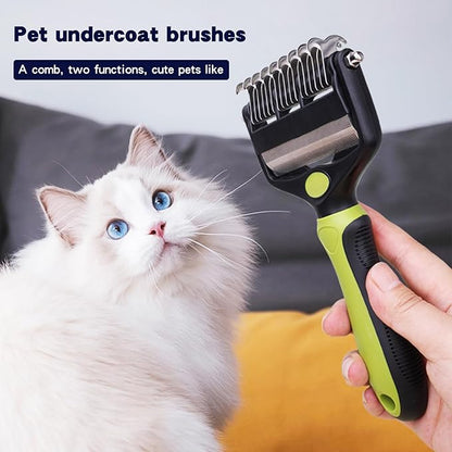 Pt brush for shedding，Dematting comb for Dogs, Cat deshedding Brush, Dog Grooming Rakes for long haired Dogs-Double Sided Shedding,Pet undercoat brushes Reduce Shedding by 95% (Green)