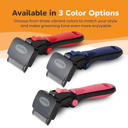 Deshedding Brush for Dogs & Cats - Medium & Pink, Long Hair Grooming Tool, Dog Deshedding Brush, Cat Deshedding Brush, Lightweight Deshedding Tool for Shedding Control. Pet Deshedder