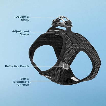 Voyager Step-in Air Dog Harness - All Weather Mesh, Reflective, No Pull Harness for Small, Medium Dogs, Cats - Secure with Hook & Loop Fastener, Buckle, Double D-Rings - Gray 2-Tone, L