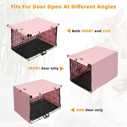 X-ZONE PET Double Door Dog Crate Cover - Polyester Pet Kennel Cover Fits 42 inches Wire Dog Cage Pink