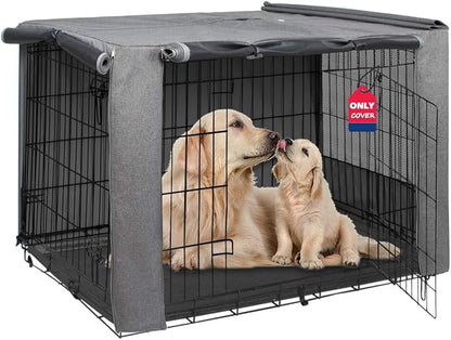 HiCaptain Folding Metal Dog Crate Cover for 42 Inch Wire Pet Cage(Two-Tone Gray)