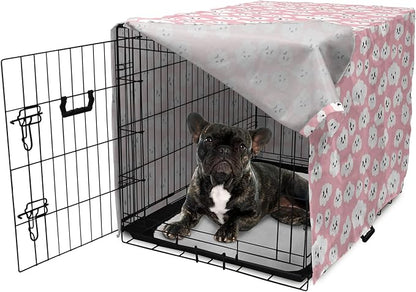 Ambesonne Cloud Dog Crate Cover, Continuous Fluffy Cumulus Blush Tones Sky Cartoon, Easy to Use Pet Kennel Cover for Cats & Medium Dogs, 24 Inch, Pink Charcoal