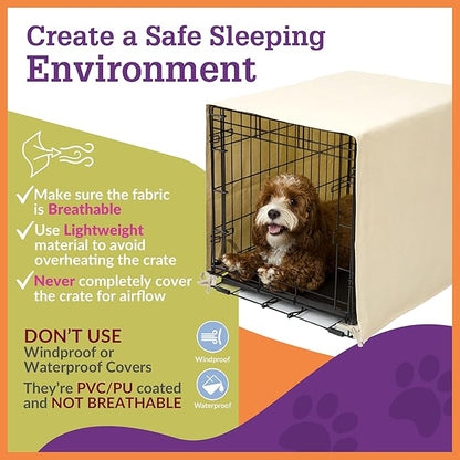 Pet Dreams Dog Crate Cover - Breathable Fabric Kennel Topper for Double-Door Crates, Fits iCrate Dog Cages 18, 24, 30, 36, 42, 48 Inches (Denim, X Large, 42")