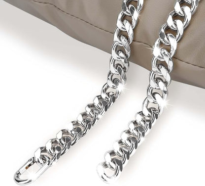 Cuban Link Chain Dog Durable Light Metal Dog Collar Silver Chain for Dog Cute Fashion Jewelry Accessories for Dogs Bulldog Pitbulls (19MM)(24)