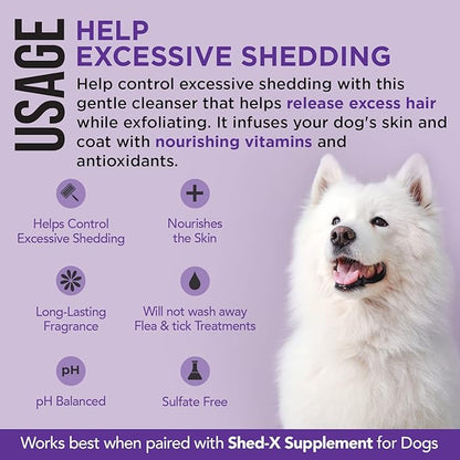 Shed-X Shed Control Shampoo for Dogs, 16 oz – Reduce Shedding – Shampoo Infuses Skin and Coat with Vitamins and Antioxidants to Clean, Release Excess Hair, and Exfoliate