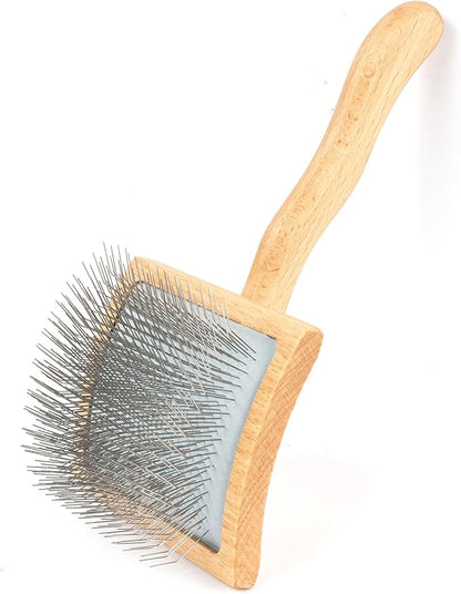 Long Pin Slicker Brush for Dogs (Goldendoodles, Labradoodles, Poodles) and Long Hair cat， Best Grooming Brush for Small Animals ，for Grooming Pet Hair， Beech Wood