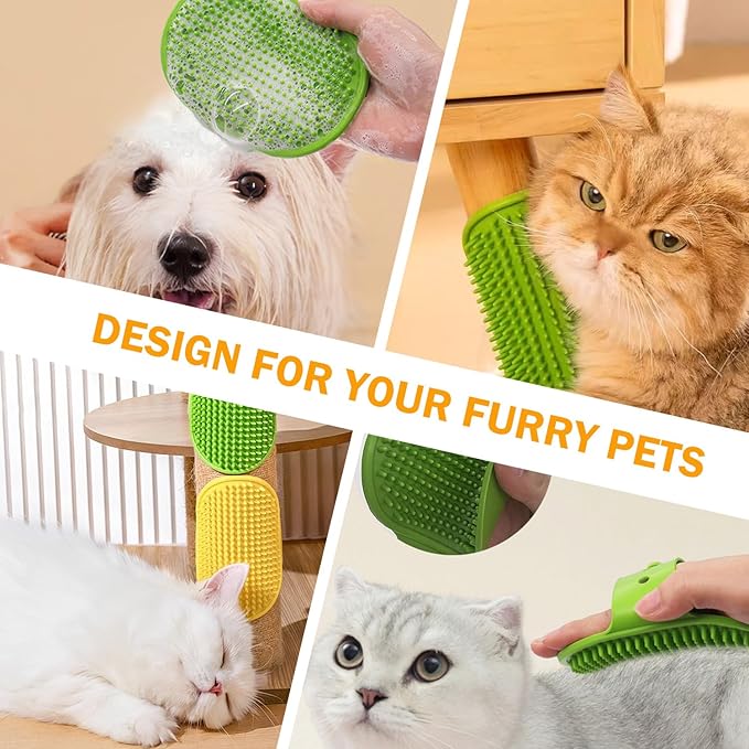 TORMEN 2 pcs Dog Bath Massage Brush, Dog Grooming Brush,Rubber Grooming Brush with Adjustable Handle for Dogs and Cats, Soft, Gentle & Skin-Safe for Long & Short Hair (Green)